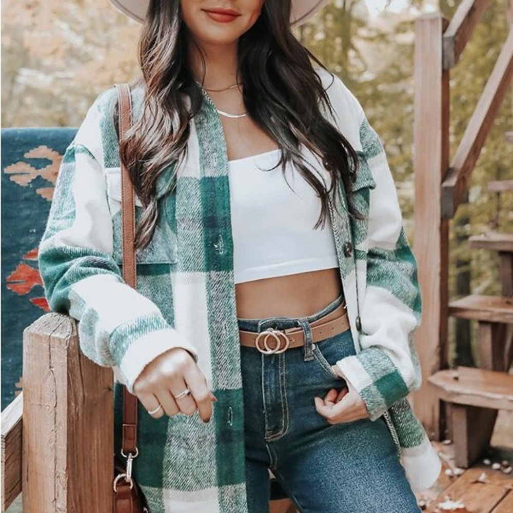 Women's Oversized Button-Down Flannel Shirt Fable Red Plaid